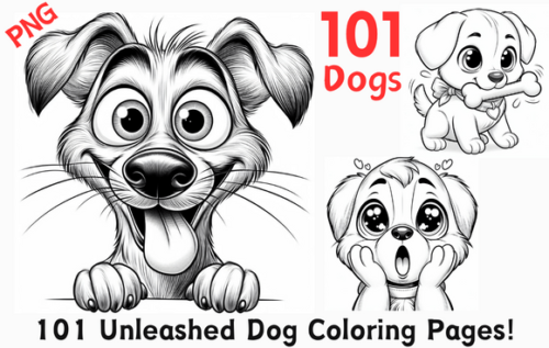 pink pig print  colouring pages dog1b