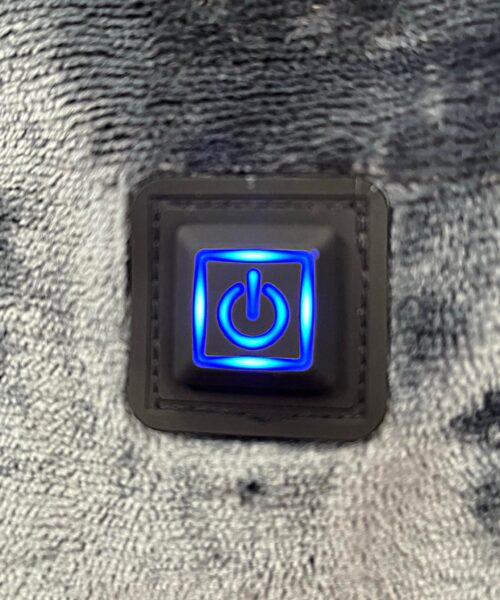 pink pig print  heated eskimo blanket hoodie heat button on