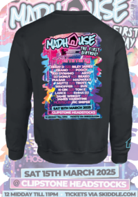 Madhouse first birthday sweatsirt back