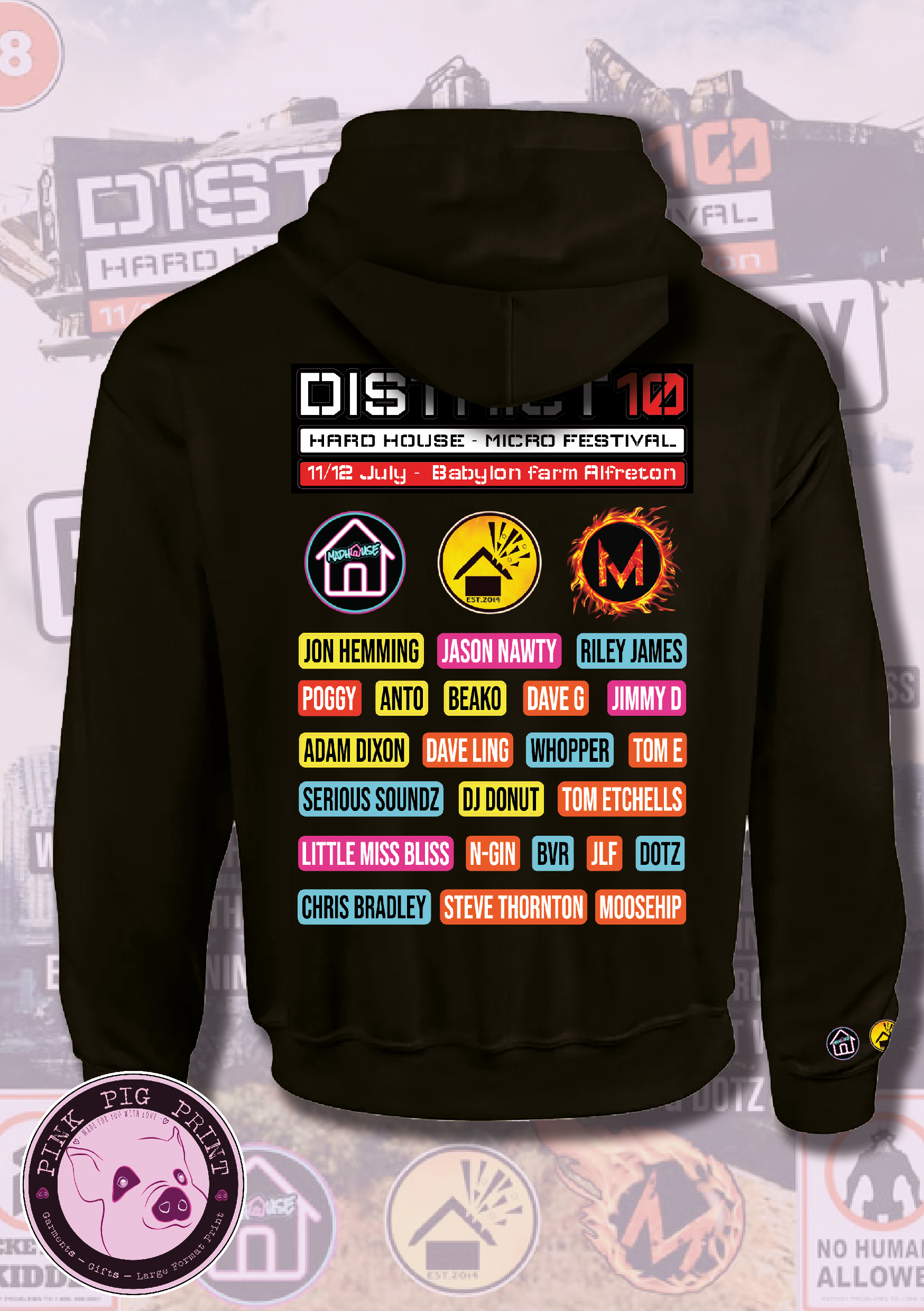 pink pig print mh d10 hoodie back