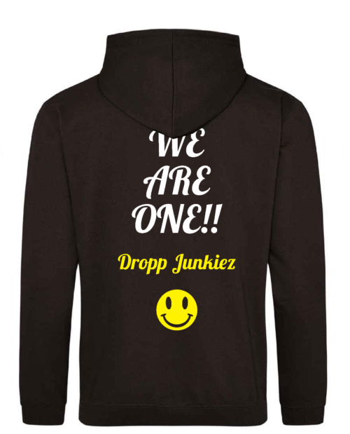 pink pig print  dropp junkiez hoodie back print