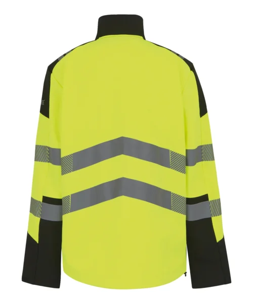 pink pig print  hi vis x pro 3 layer softshell jacket class 2 yoellow back flat