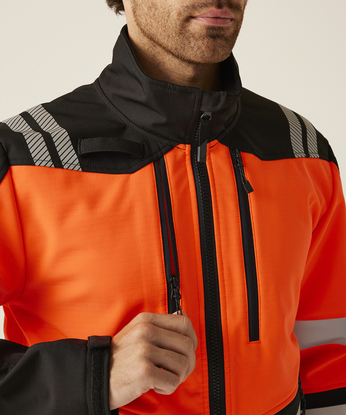 Hi-Vis X-Pro 3-layer softshell jacket (Class 2) Zip detail