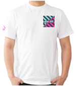pink pig print  d11 white t shirt front