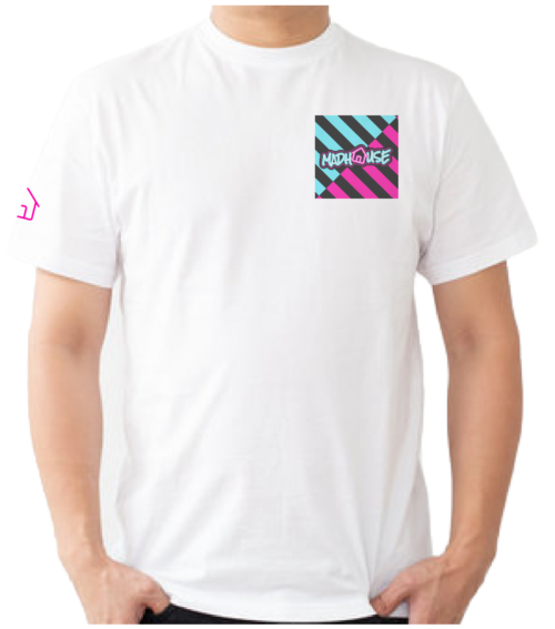 pink pig print  d11 white t shirt front