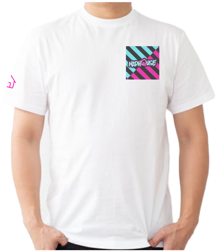pink pig print  d11 white t shirt front